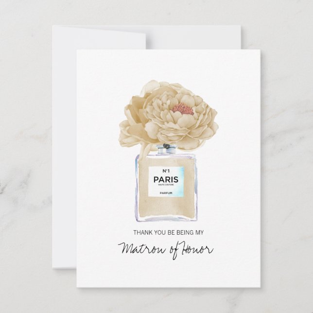 Thank You Matron of Honour Champagne Peony Card (Front)