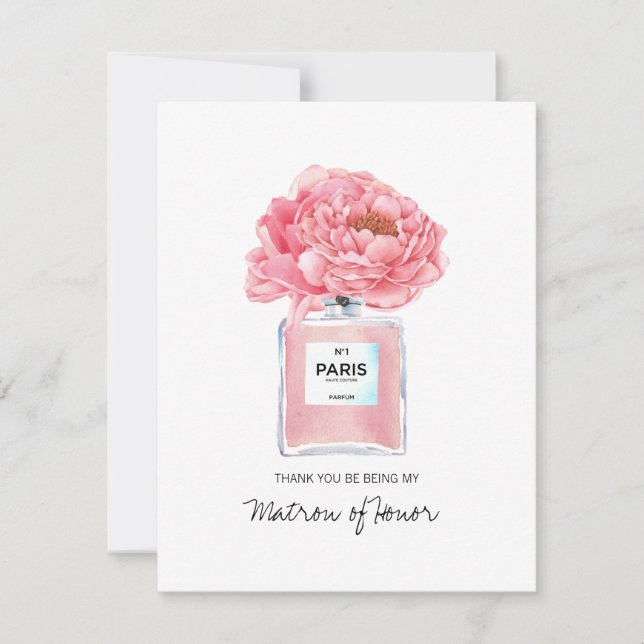 Thank You Matron of Honour Pink Peony Perfume Card (Front)