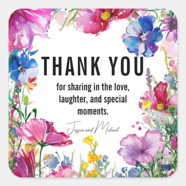 Thank You🌻💗🌹 Meadow Blooms Collection Square Sticker (Front)