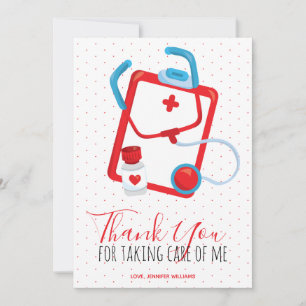 Thank You Medical Red Script Nurse Doctor Card