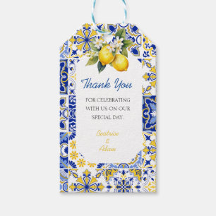 Thank You Mediterranean Lemon Wedding Shower Favou Gift Tags