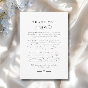 Thank you - Memorial After Funeral White Card