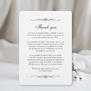Thank you - Memorial After Funeral White Ornament Card
