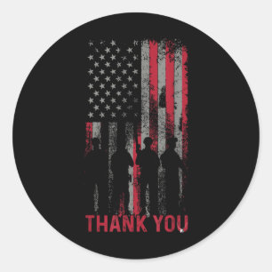 Thank You Memorial Day Military Flag Design  Classic Round Sticker