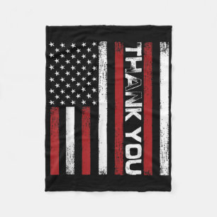 Thank You Memorial Day Retro American Flag Salute Fleece Blanket