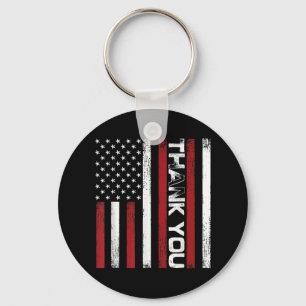 Thank You Memorial Day Retro American Flag Salute Key Ring