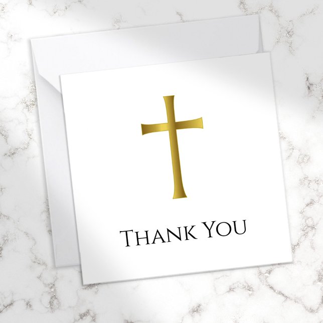Thank You Memorial Gold Cross Funeral Compact Card (Creator Uploaded)