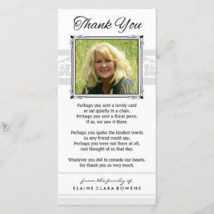 Thank You Memorial White & Grey Photo Card
