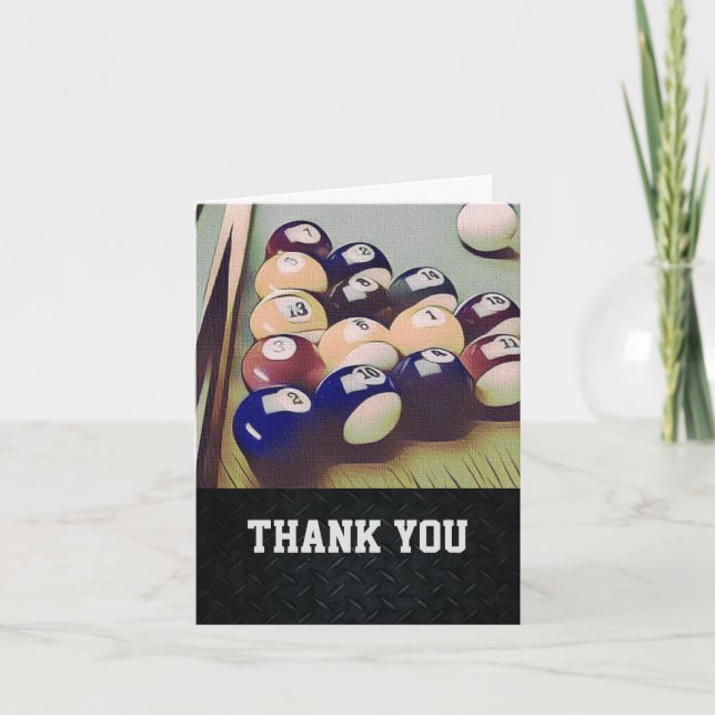 Thank You Men's Billiards Note Card (Front)