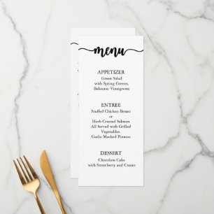Thank You Menu Card, Reception Menu Thank You