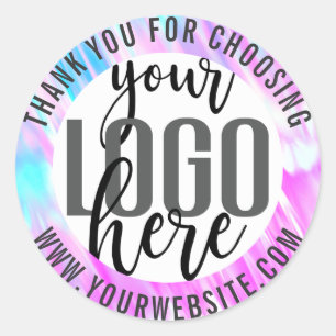 Thank You Mermaid Purple Holographic Business Logo Classic Round Sticker