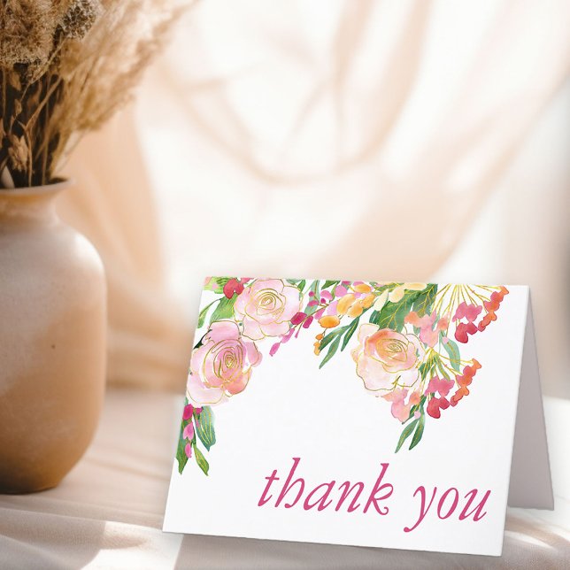 Thank You Mexican Fiesta Flowers Black Folded Card (Thank You card from my Floral Chic Quinceanera Collection
)