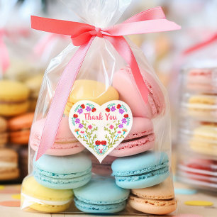 Thank You Mexican Fiesta Flowers Quinceanera Party Heart Sticker