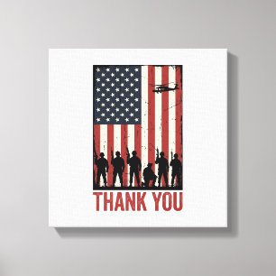 Thank You Military American Flag Shirt Design_1 Canvas Print