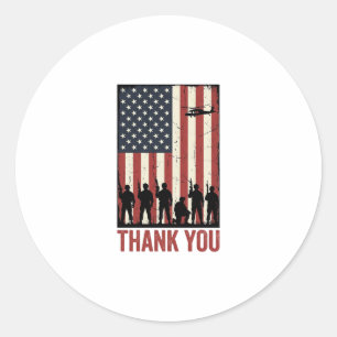 Thank You Military American Flag Shirt Design_1 Classic Round Sticker