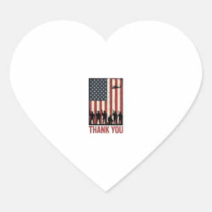 Thank You Military American Flag Shirt Design_1 Heart Sticker