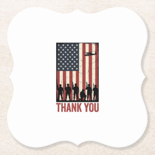 Thank You Military American Flag Shirt Design_1 Paper Coaster