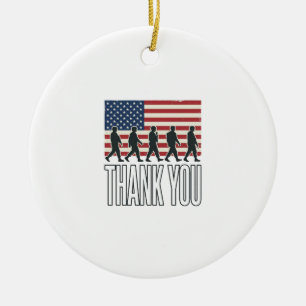 Thank You Military Flag Silhouette Vintage Shirt D Ceramic Tree Decoration