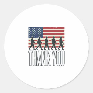 Thank You Military Flag Silhouette Vintage Shirt D Classic Round Sticker