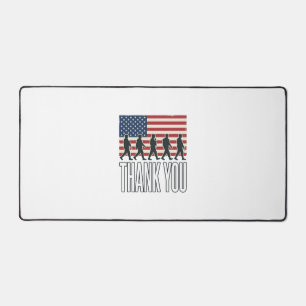 Thank You Military Flag Silhouette Vintage Shirt D Desk Mat