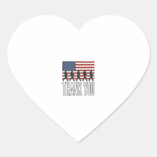 Thank You Military Flag Silhouette Vintage Shirt D Heart Sticker