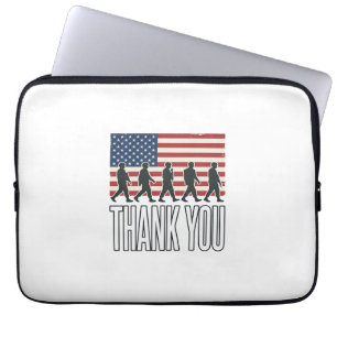 Thank You Military Flag Silhouette Vintage Shirt D Laptop Sleeve
