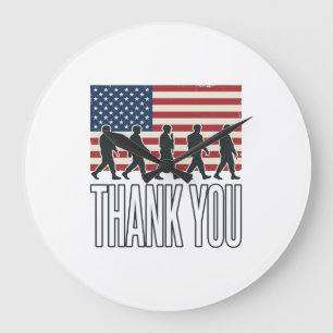 Thank You Military Flag Silhouette Vintage Shirt D Large Clock