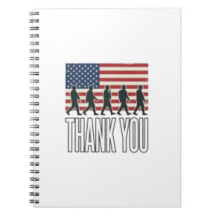 Thank You Military Flag Silhouette Vintage Shirt D Notebook