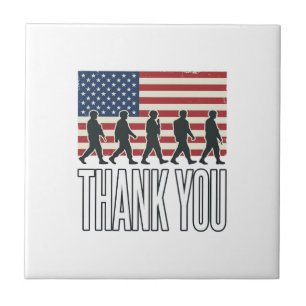 Thank You Military Flag Silhouette Vintage Shirt D Tile