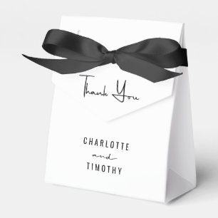 Thank You Minimal Script Black White Wedding Favour Box