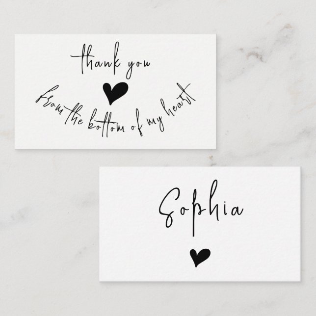 Thank you Minimalist Black Typography Cute Heart  Business Card (Front/Back)
