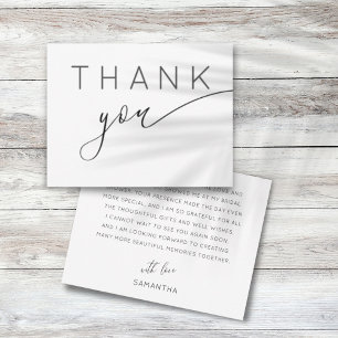 Thank you Minimalist Black & White Bridal Shower Card