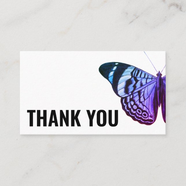 Thank you minimalist butterfly modern simple busin business card (Front)