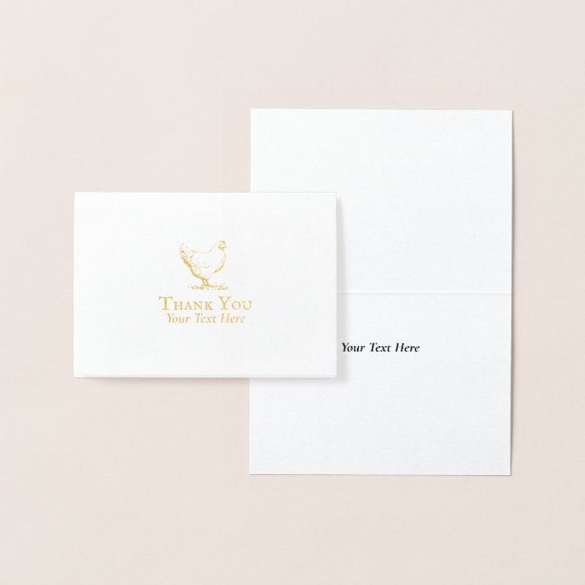 Thank You Minimalist Farmhouse Hen Logo Luxury Foil Card (Display)