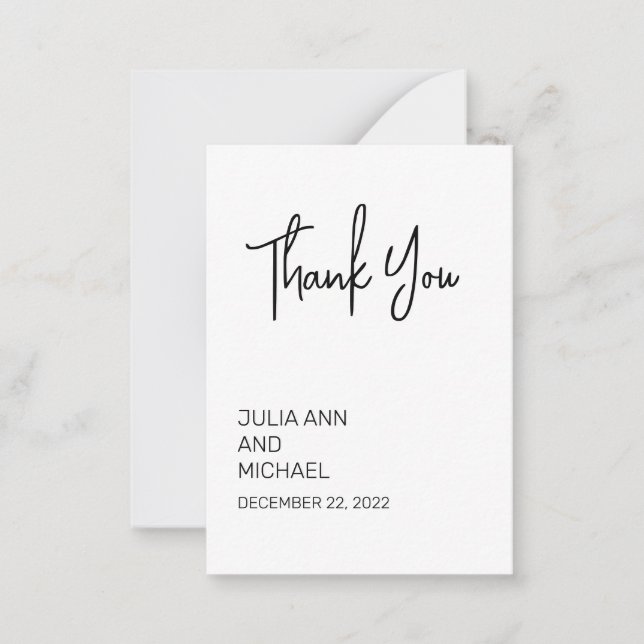 Thank you Minimalistic Simple Wedding  Minimal Card (Front)