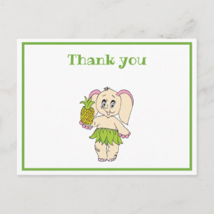 Thank You Mint Floral Pinapple And Elephant Postcard