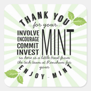 thank you mint volunteer involvement commitment  f square sticker