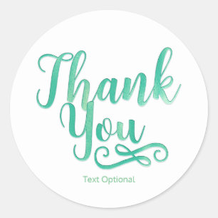 THANK YOU Minty Green Shimmer Type Custom Classic Round Sticker