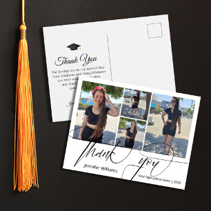 thank you modern 4 photo collage graduation  postcard