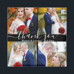 thank you,modern 4 photos wedding black magnet<br><div class="desc">elegant thank you, modern 4 photos wedding black magnet</div>