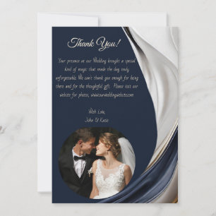 Thank You-Modern Abstract -Blue White Gold- Invita Invitation