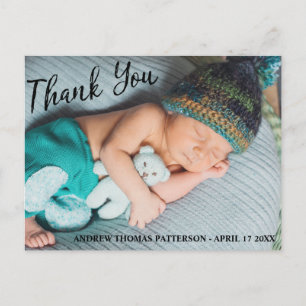 Thank You   Modern Baby Photo Postcard