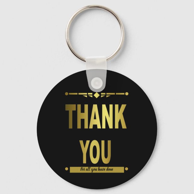 Thank You Modern Black Gold Key Ring (Front)