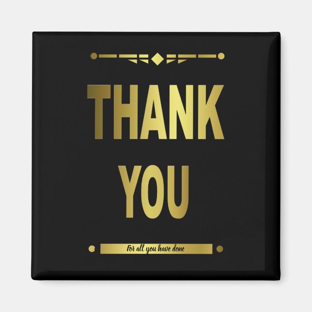 Thank You Modern Black Gold Typography Magnet (Front)