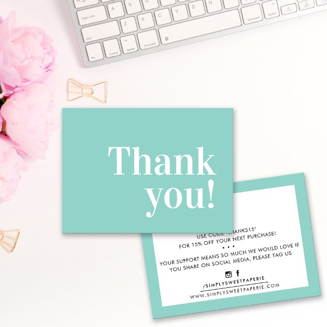 THANK YOU modern business insert serif mint green (Creator Uploaded)