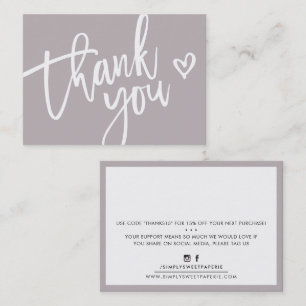 THANK YOU modern business insert tag smoky mauve