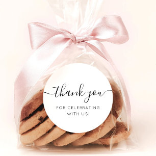 Thank You Modern Calligraphy Favour Classic Round Sticker
