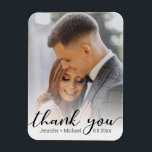 thank you,modern chic handwriting,wedding photo    magnet<br><div class="desc">thank you, modern chic handwriting, wedding photo custom</div>