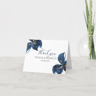Thank You   Modern Deep Indigo Blue and Gold Card