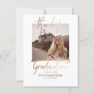 Thank You Modern Elegant Graduation Photo Postcard